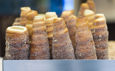 Traditional street food of Prague, Trdelnik - traditional bakery