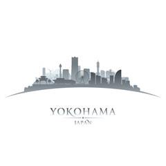Yokohama Japan city skyline silhouette white background - obrazy, fototapety, plakaty