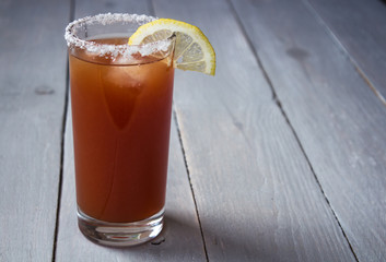 tomato juice with salt and lemon
