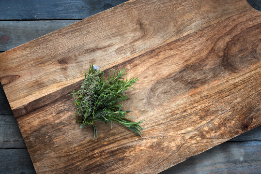 Fresh herbs on a cutting board