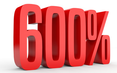 Six hundred percent. 600 %. 3d illustration.