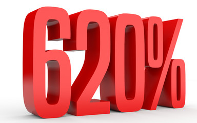 Six hundred and twenty percent. 620 %. 3d illustration.