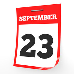 September 23. Calendar on white background.