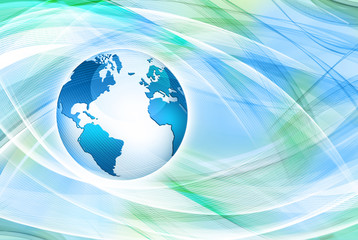 Best Internet Concept of global business. Globe, glowing lines on technological background. Wi-Fi, rays, symbols Internet, 3D illustration