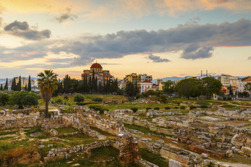 Fototapeta na wymiar Archaeological site of Kerameikos on the edge of the old town of Athens, Greece. 