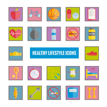 Sport and healthy lifestyle flat icons for web, mobile apps, print design