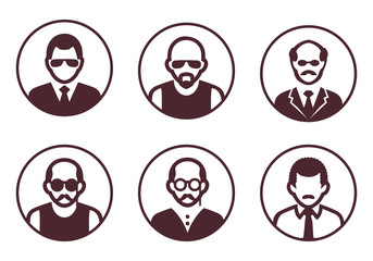 Man avatar. Profile icons of men