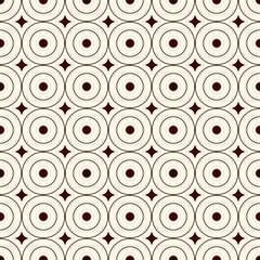 Fototapeta premium Outline seamless pattern with geometric figures. Repeated squares and rhombuses ornamental abstract background.