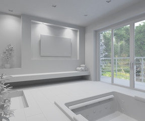 3D Interior rendering of a modern bathroom