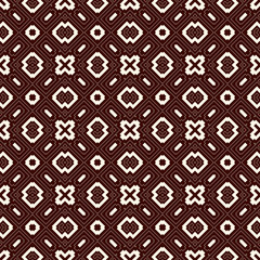 Outline seamless pattern with geometric ornament. Modern style background. Repeated figures wallpaper. Ethnic motif.