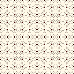 Outline seamless pattern with horizontal lines and circles. Strings of beads motif. Minimalist geometric background.