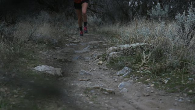 slow motion girl trail running