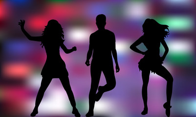 Obraz na płótnie Canvas silhouette of dancing people, disco