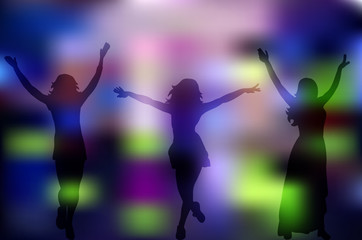 Fototapeta premium group of dancing people, silhouettes, dancing