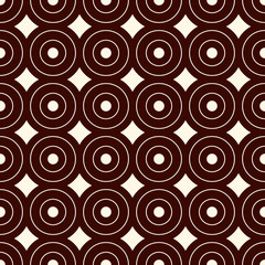 Fototapeta premium Outline seamless pattern with geometric figures. Repeated circles ornamental abstract background.