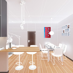 Fototapeta premium 3D Interior rendering of an Apartment