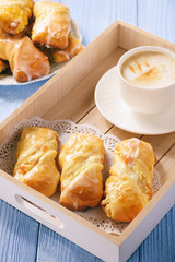 Homemade sweet bread rolls stuffed with cheese.