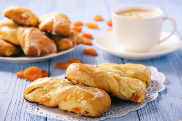 Homemade sweet bread rolls stuffed with cheese.