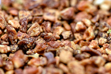 Food ingredients close up photography - crushed dried apples.