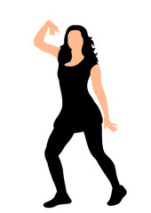 Fototapeta na wymiar Silhouette of a young girl dancing, vector illustration, dance