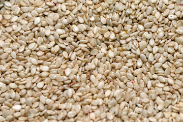 Food ingredients close up photography - sesame seeds.