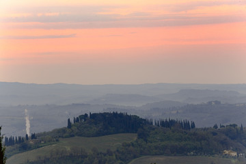 sunrise over tuscanian hills