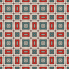 Ethnic seamless pattern with repeated squares. Retro colors ornamental abstract background. Geometric motif.