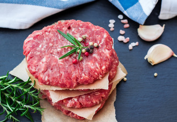 Fresh raw burger cutlets