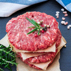 Fresh raw burger cutlets