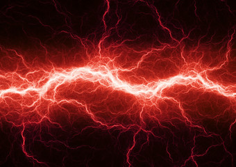 Naklejka premium Red electric lighting, abstract electrical storm