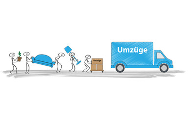Umzug / Helfer / Vektor / Strichmännchen