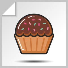 Sweet icon- chocolate muffin. Vector Isolated flat colorfull illustration.