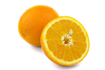 Orange fruit cuted in a half isolated on white