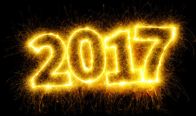 2017 written with sparkle firework, new year 2017 concept.