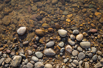 River stone beach background, natural stone on the beach