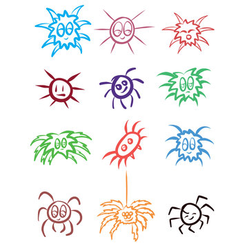 Cartoon Colorful Spider Drawing Vectors
