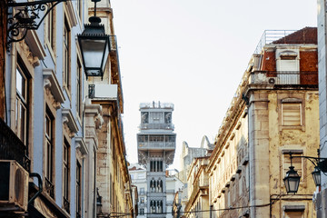 Obraz premium Beautiful street view of historic architectural in Lisbon, Portugal, Europe