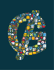 Business icons are grouped in 