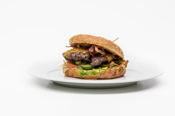Fresh mexican spicy hamburger. Fast food isolated on white.