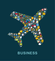 Business icons are grouped in 