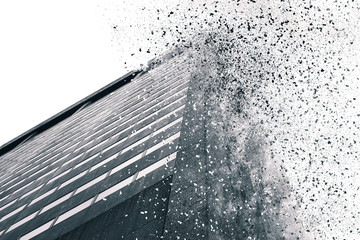 Abstract building simulated explosion