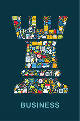 Business icons are grouped in 