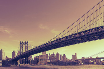 Manhattan Bridge Panorama with Dramatic Toning
