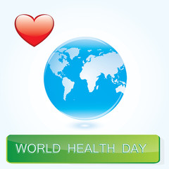World health day globe red heart art creative modern illustration vector white background