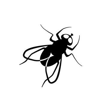 Black flat fly vector icon