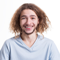 Smiling cheerful man with happy facial expression