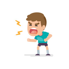 Cute little boy gets mad angry fighting and shouting expression, Vector illustration.