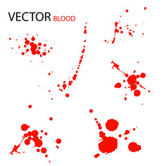 Set of bloody textures splashing and brush strokes vector