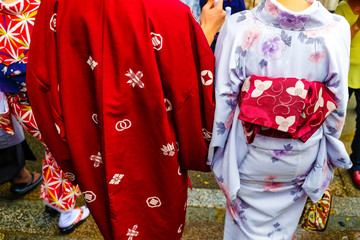 Japanese Couple's wearing traditional Kimono dress at Fushimi Inari Temple
