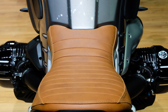 Leather seat vintage motorcycle